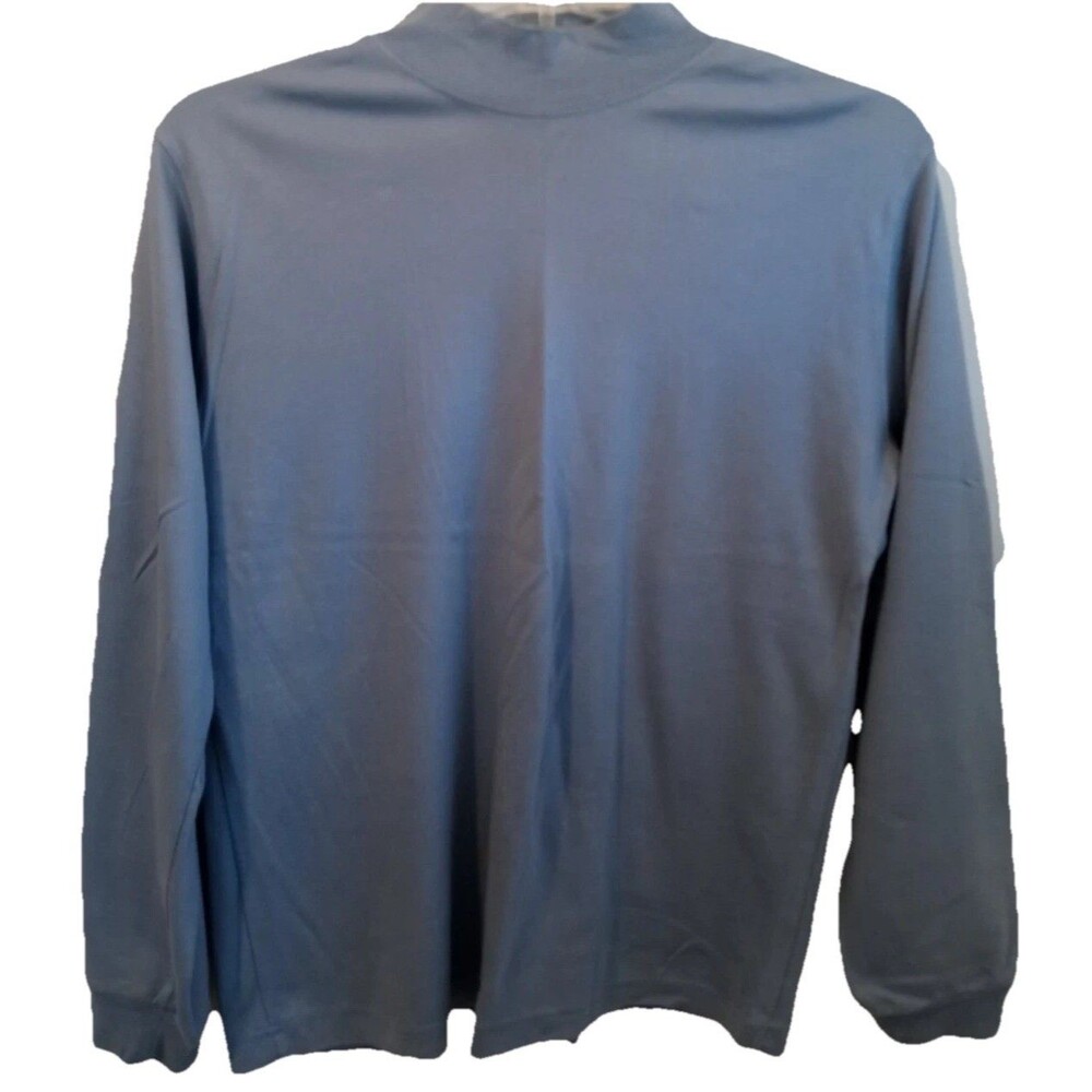 FAST PACE Women's Medium Light Blue Mock Neck Pullover Top Soft Vintage EUC